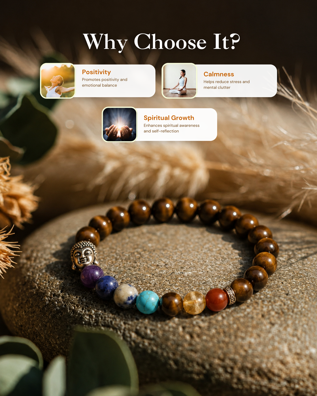 Tiger Eye Seven Chakra Band