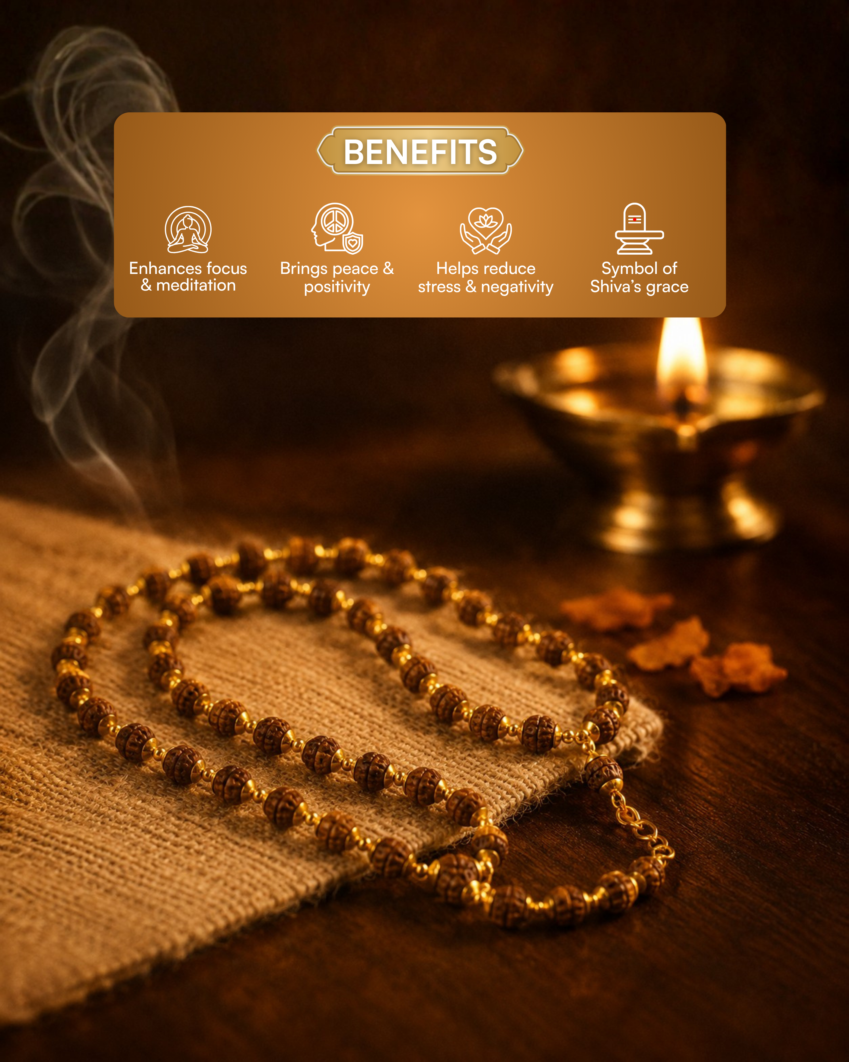 Gold Plated Divine Love Rudraksh Mala