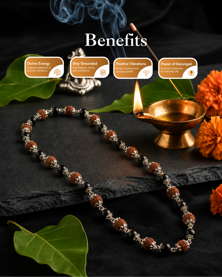 Silver Plated Rudraksh Karungali Mala