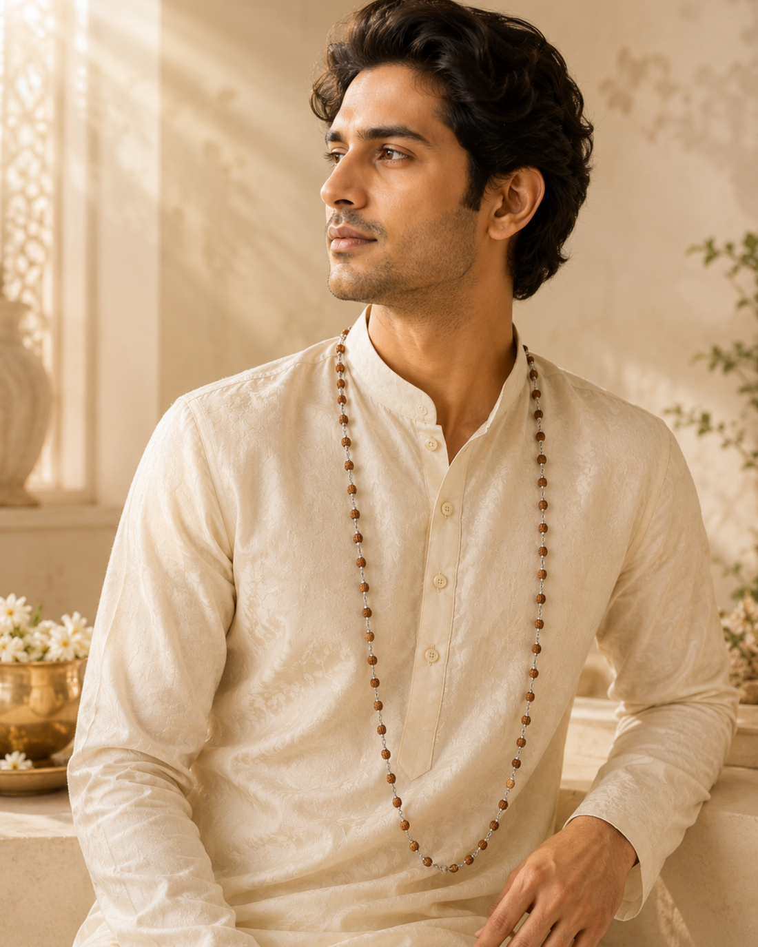 Silver Plated Elegant Rudraksh Mala