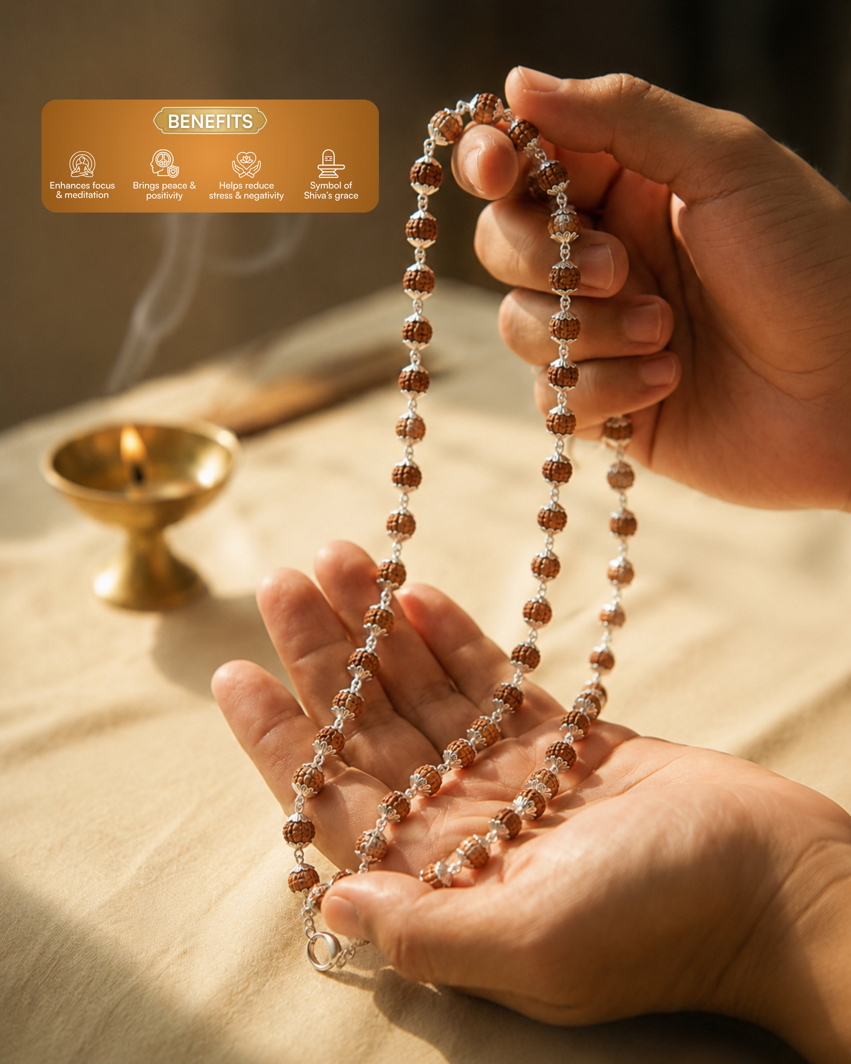 Silver Plated Elegant Rudraksh Mala