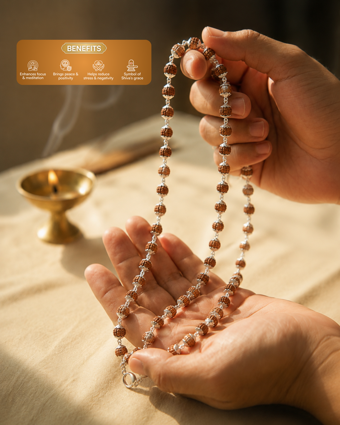 Silver Plated Elegant Rudraksh Mala