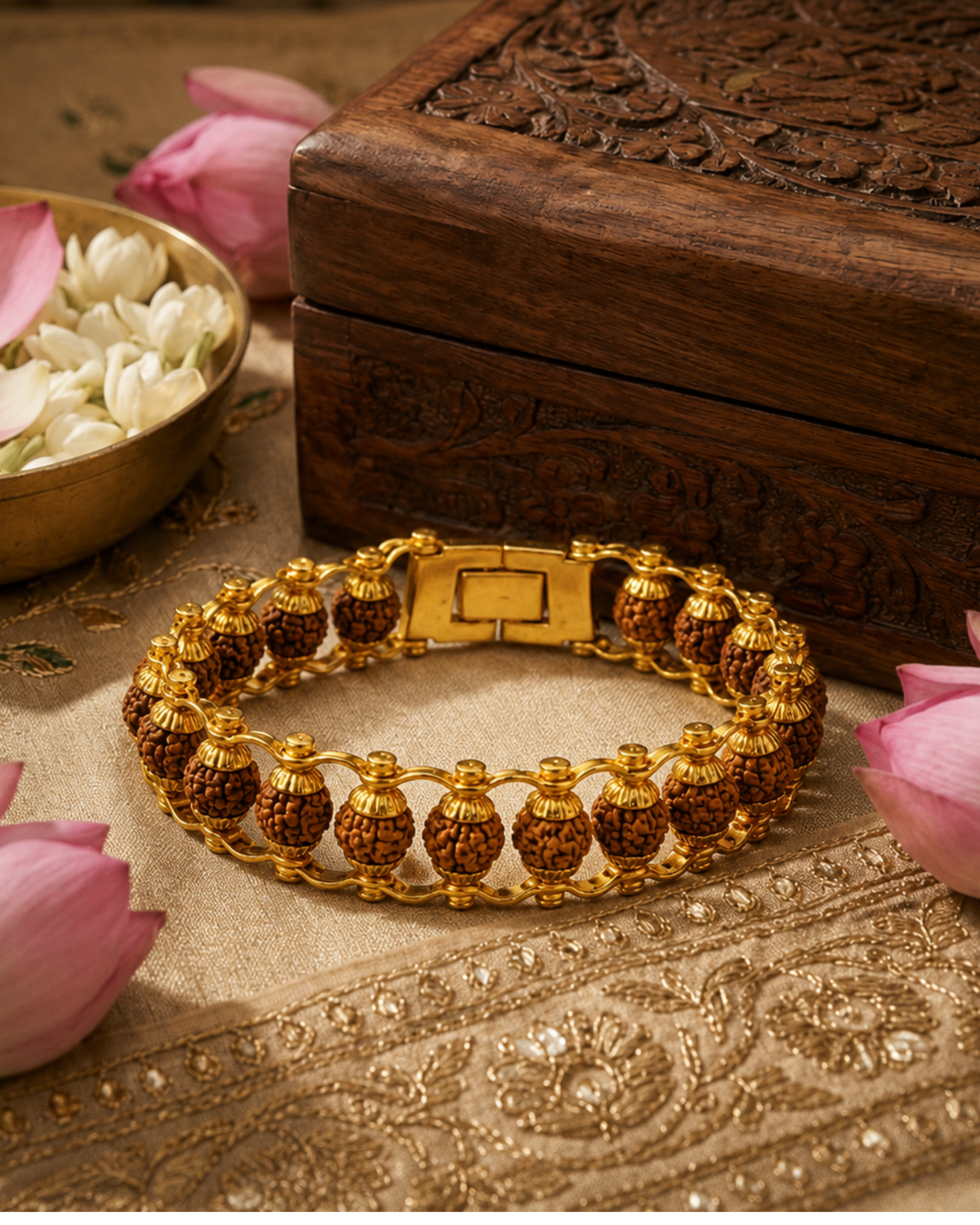 Gold Plated Modern Rudraksh Bracelet