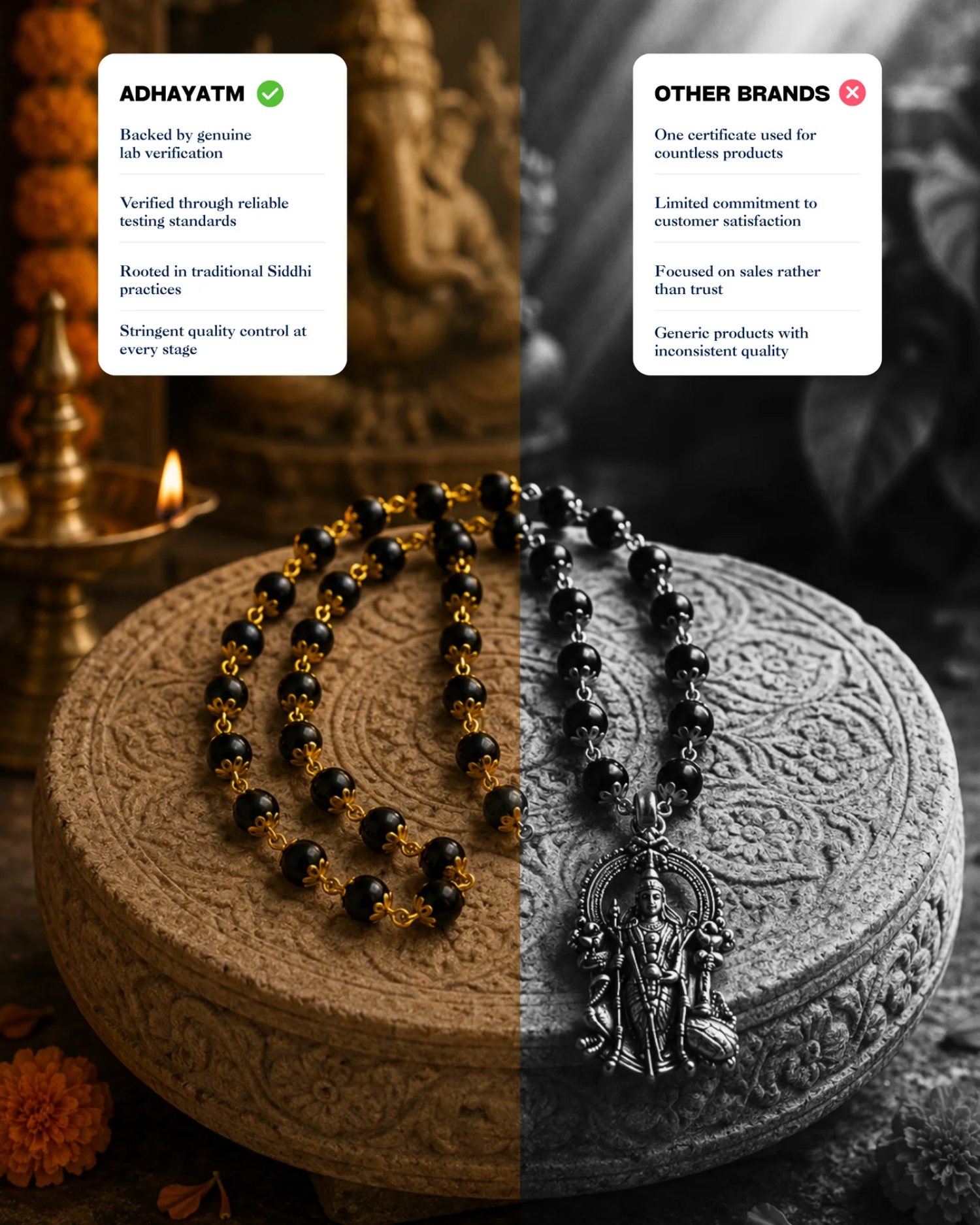 Gold Plated Karungali Mala with Lord Murgan