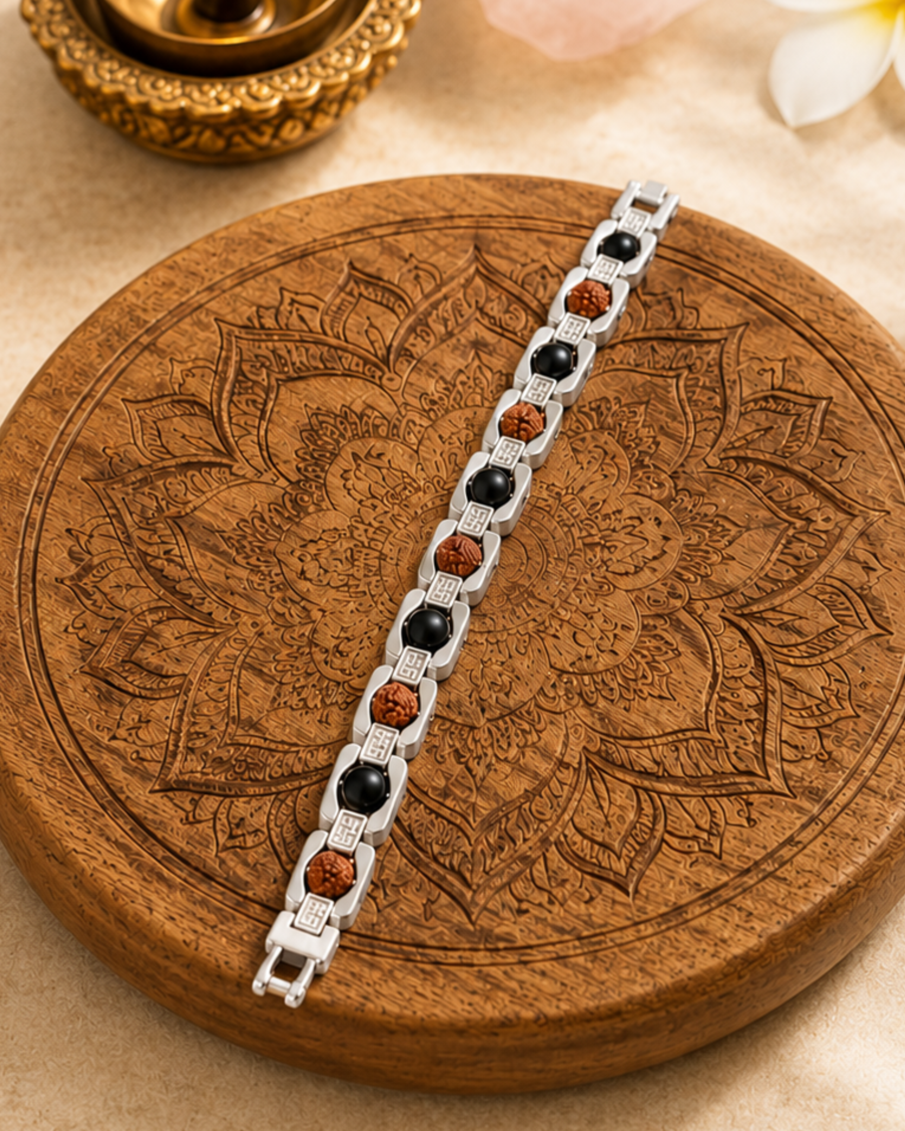 Silver Plated Essential Rudraksh Karungali Bracelet