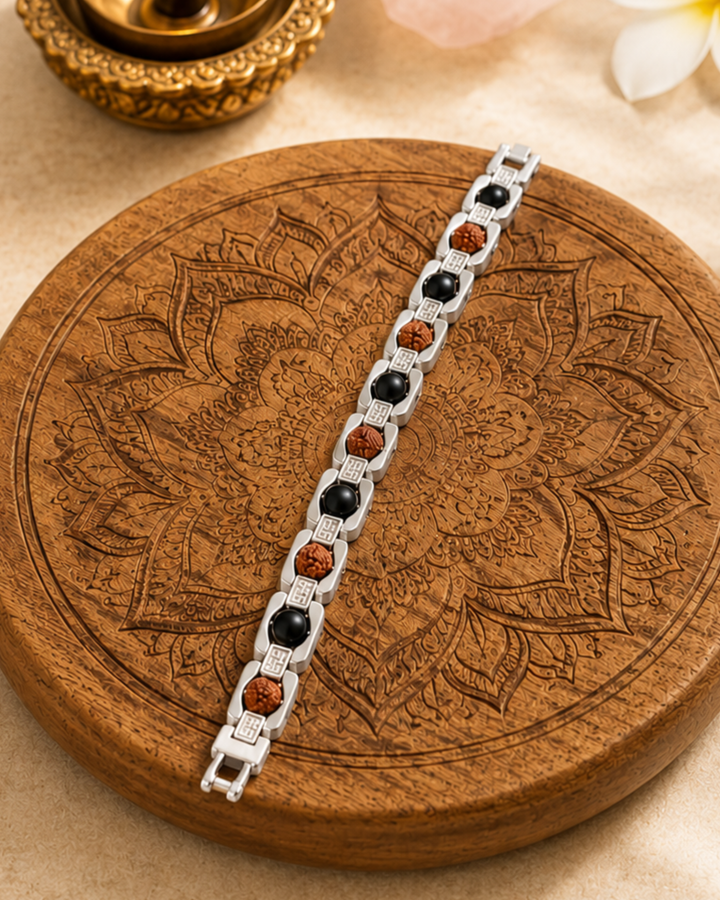 Silver Plated Essential Rudraksh Karungali Bracelet