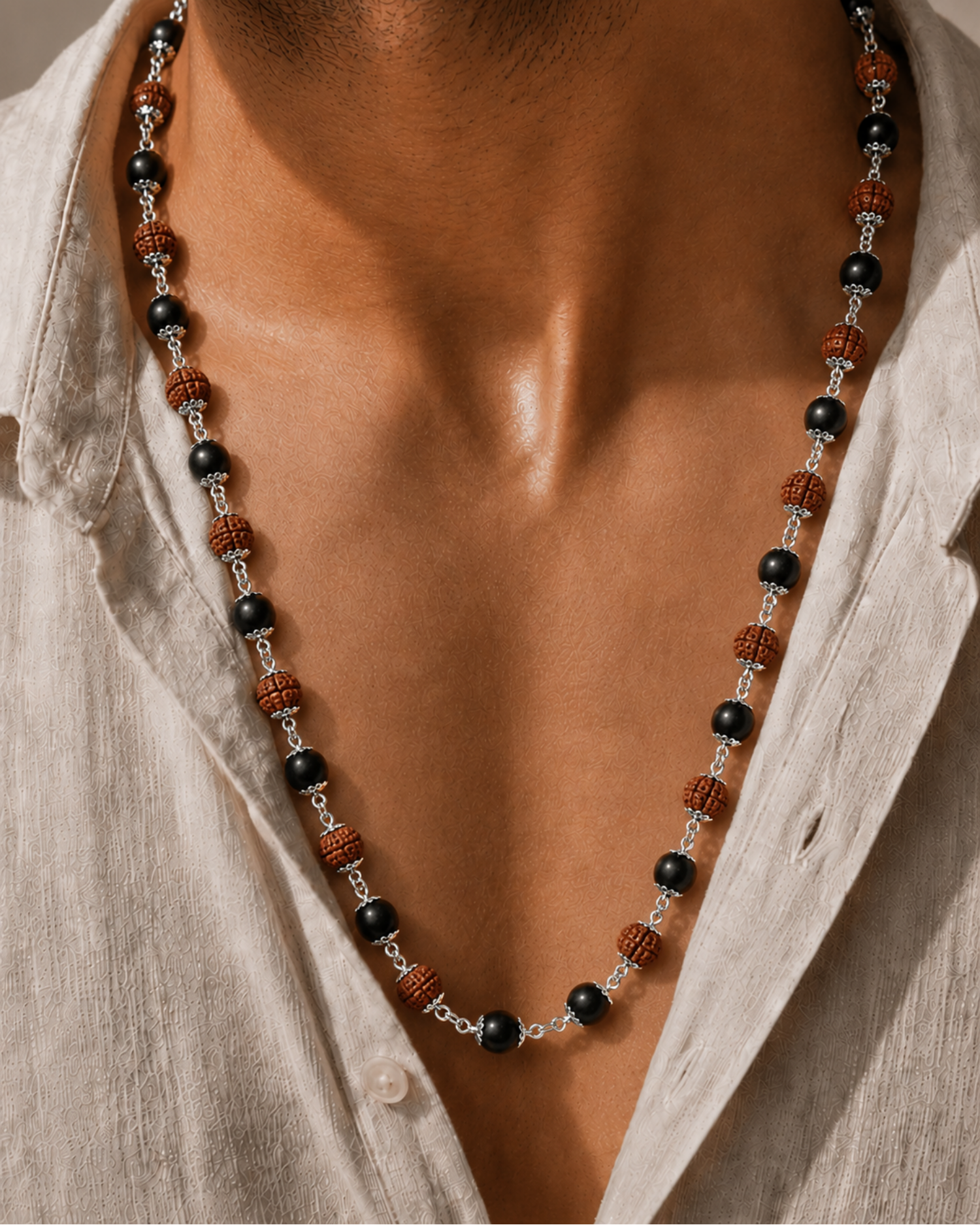 Silver Plated Rudraksh Karungali Mala