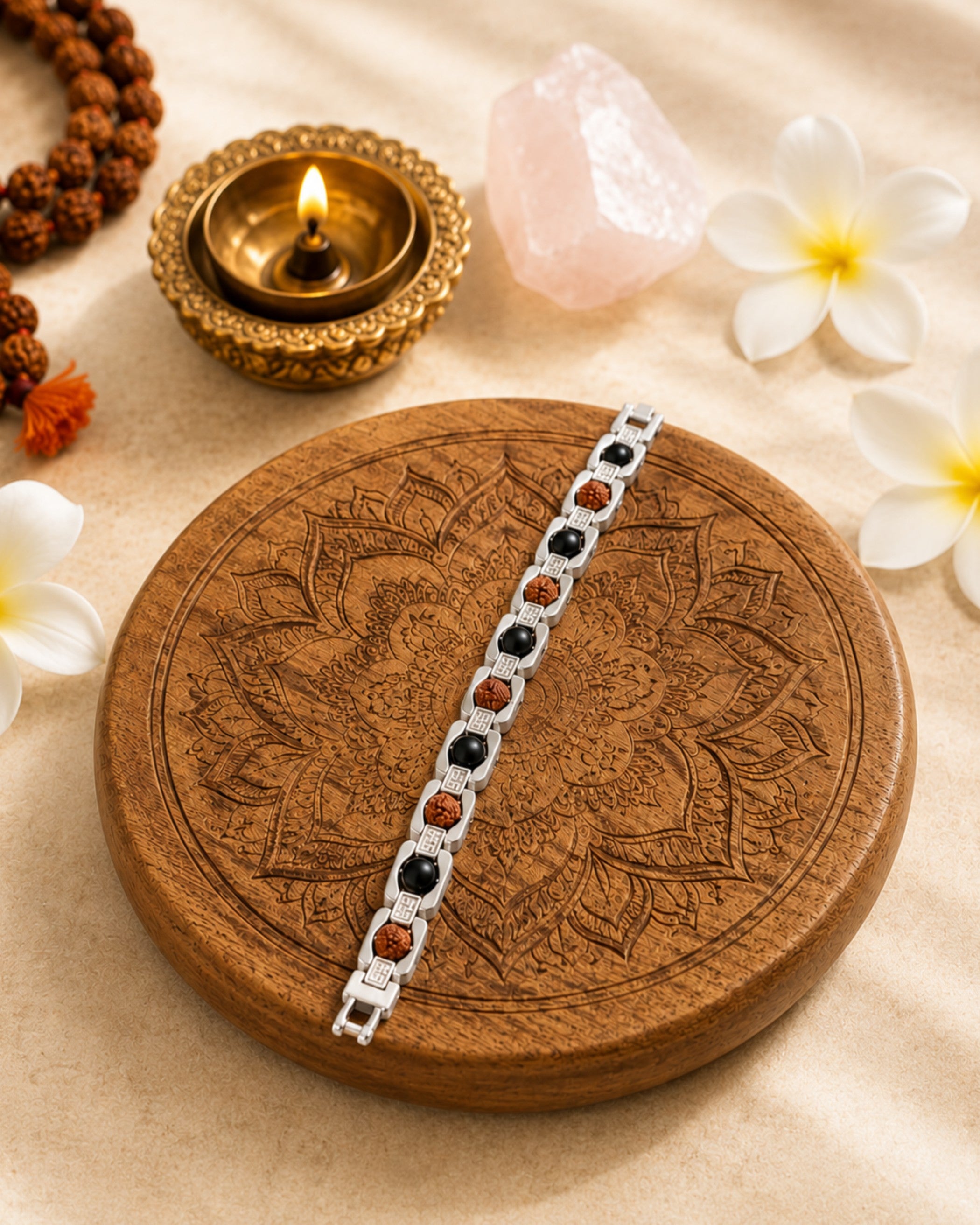 Silver Plated Essential Rudraksh Karungali Bracelet