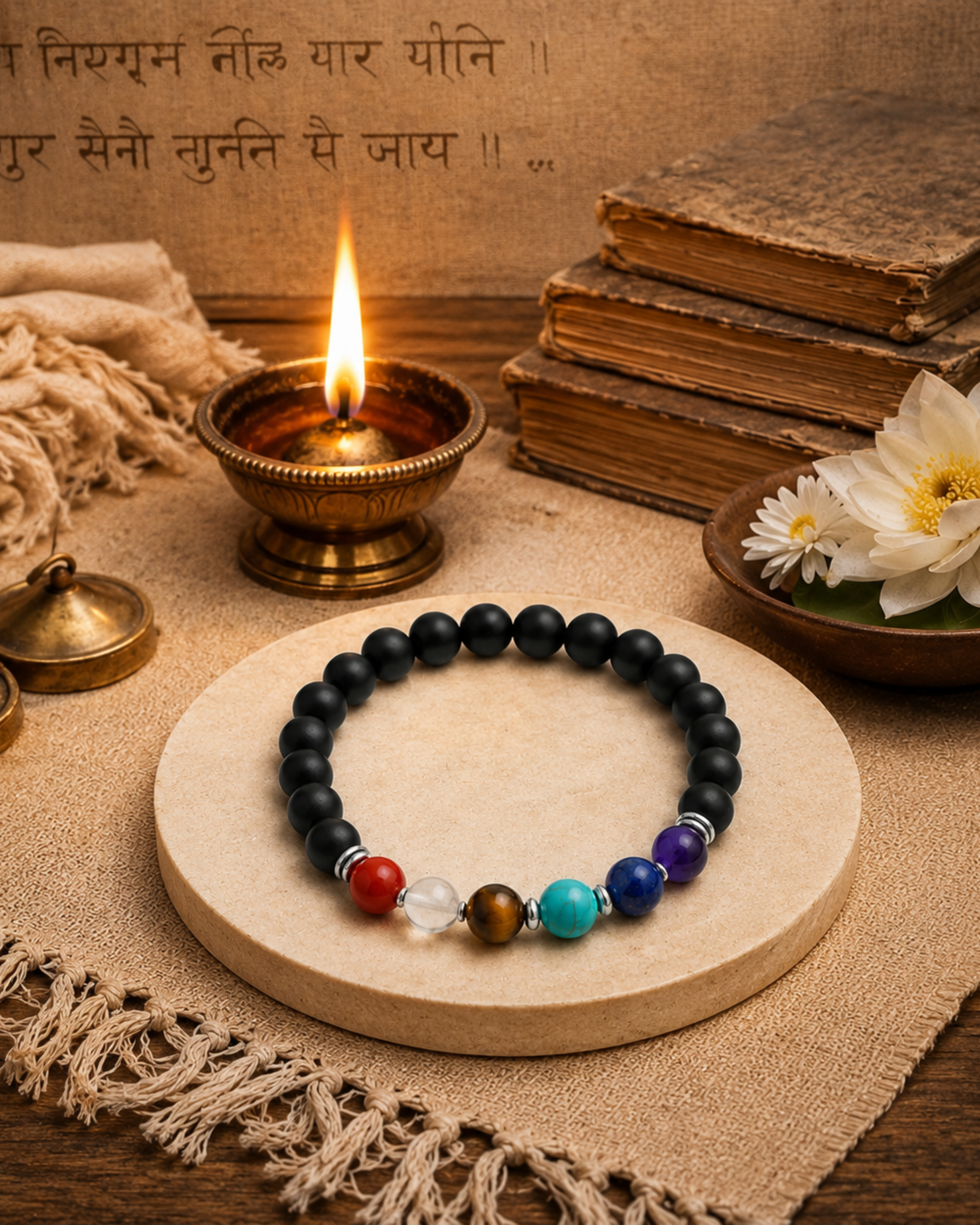 Karungali Seven Chakra Band-Natural Ebony Wood