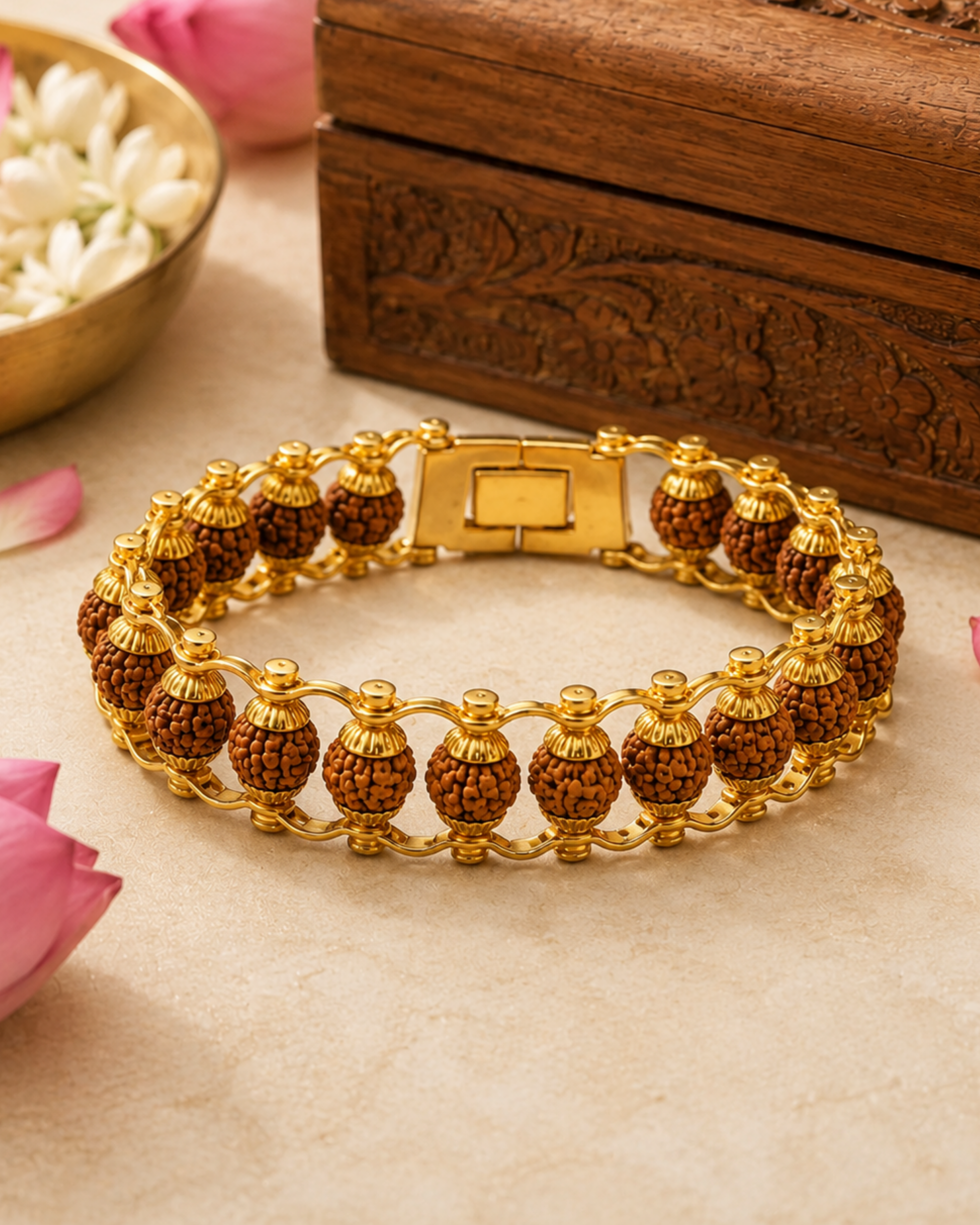 Gold Plated Modern Rudraksh Bracelet