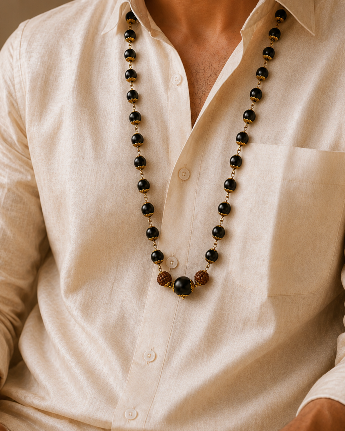 Silver Plated Karungali Trinetra Mala