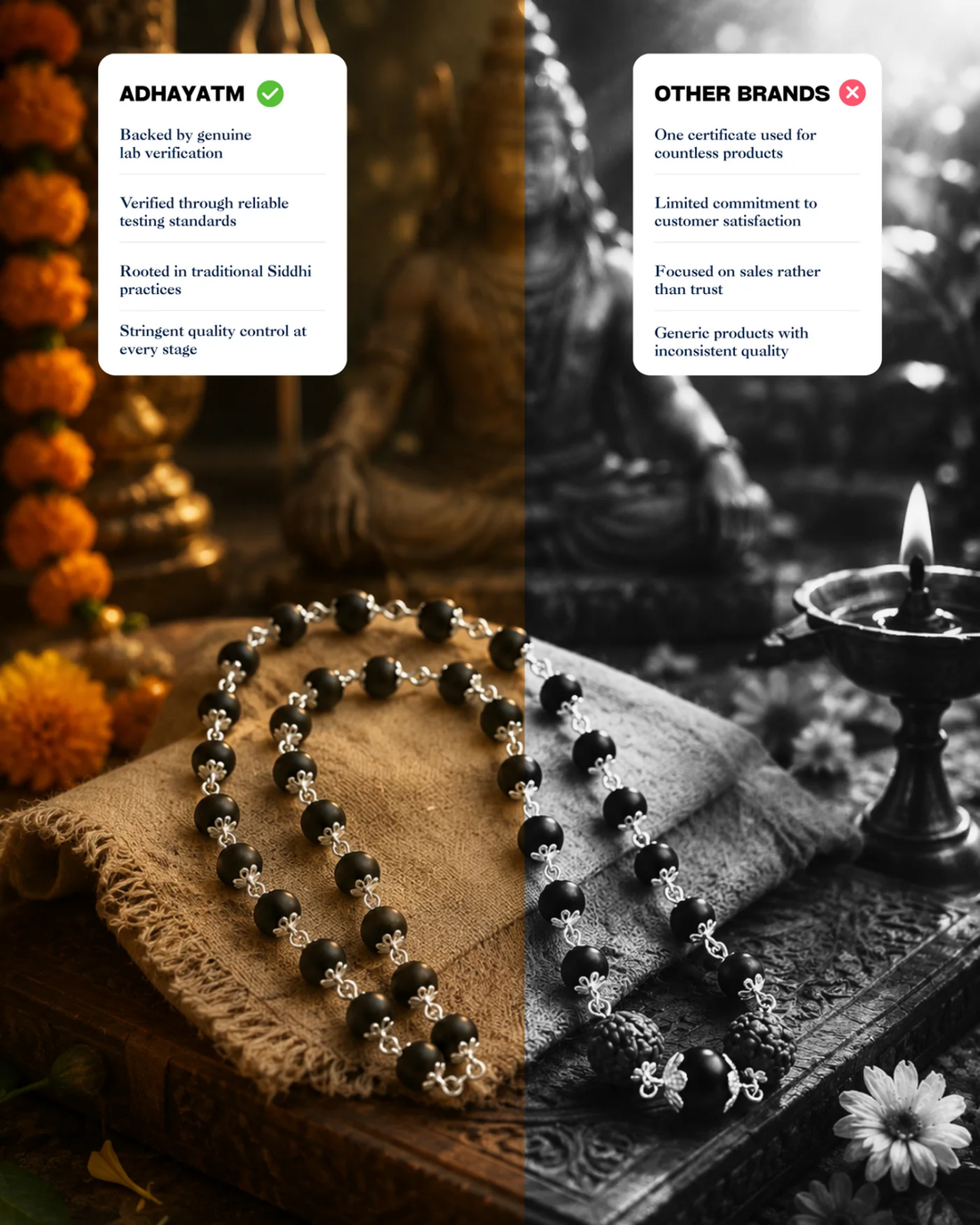 Silver Plated Karungali Trinetra Mala