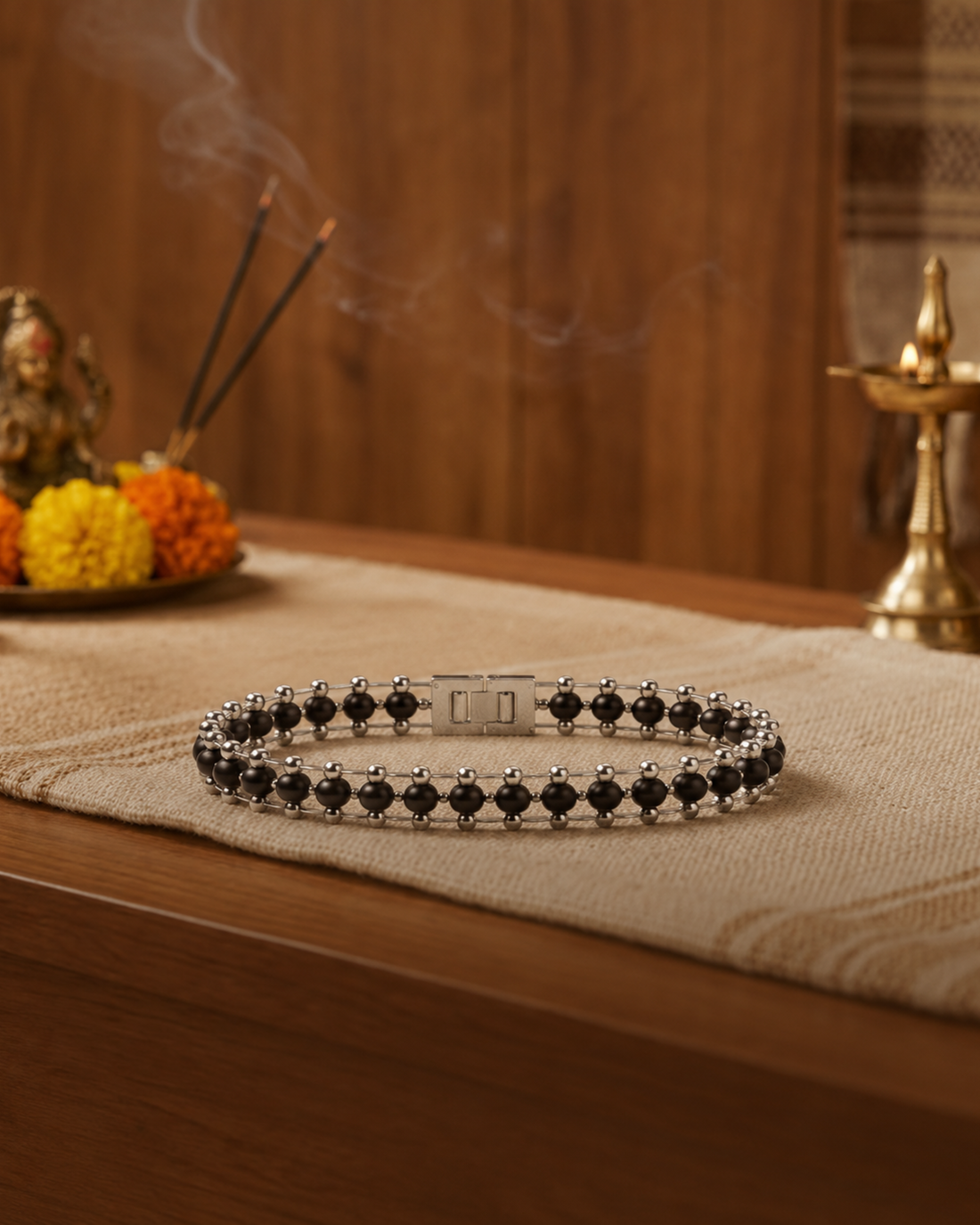 Silver Plated Karungali Modern Bracelet