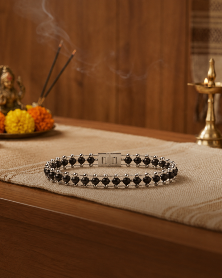 Silver Plated Karungali Modern Bracelet