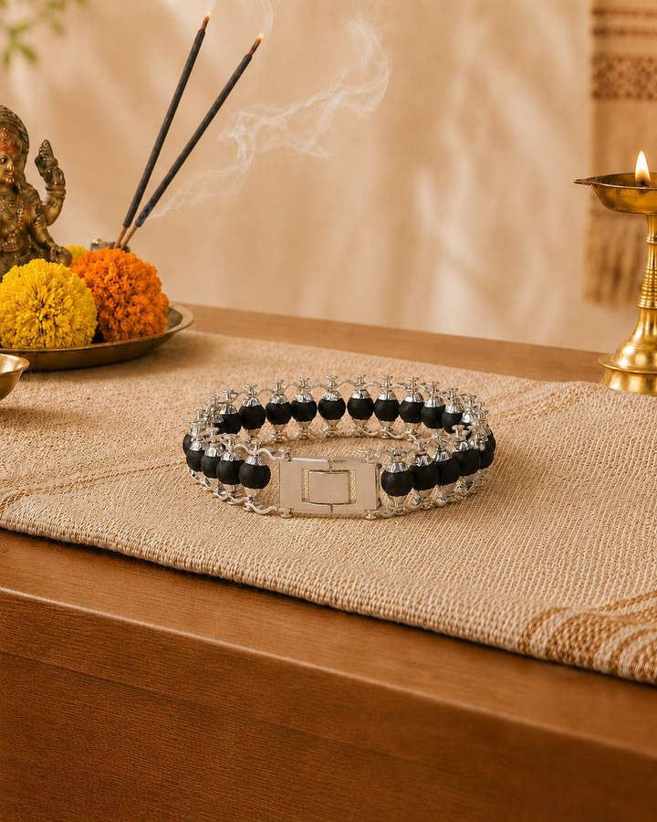 Silver Plated Karungali Modern Bracelet