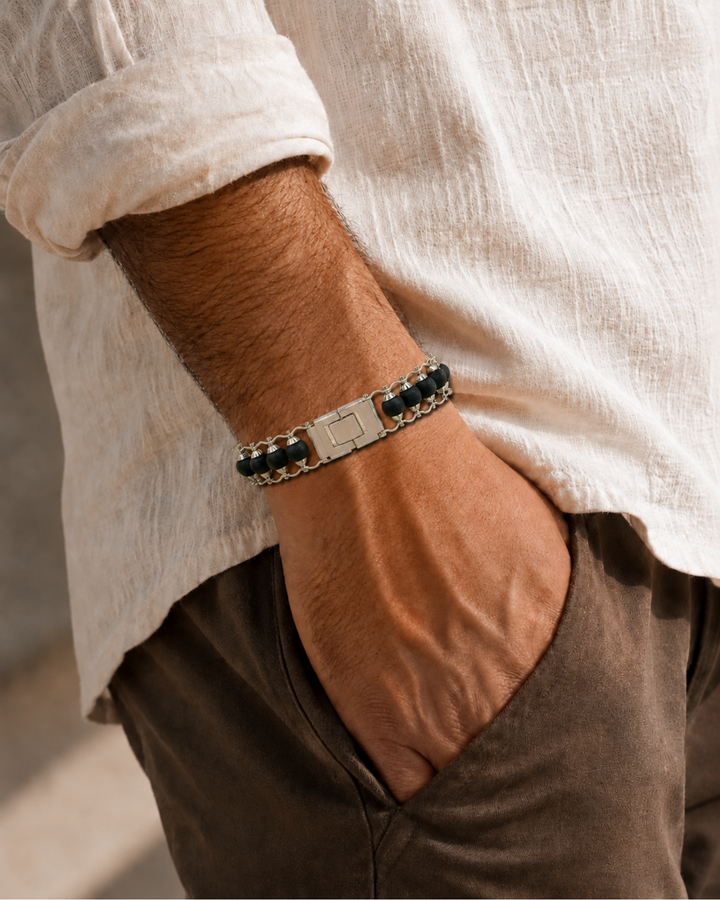 Silver Plated Karungali Modern Bracelet