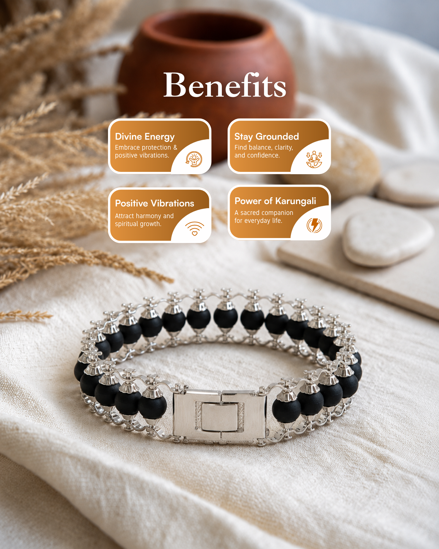 Silver Plated Karungali Modern Bracelet