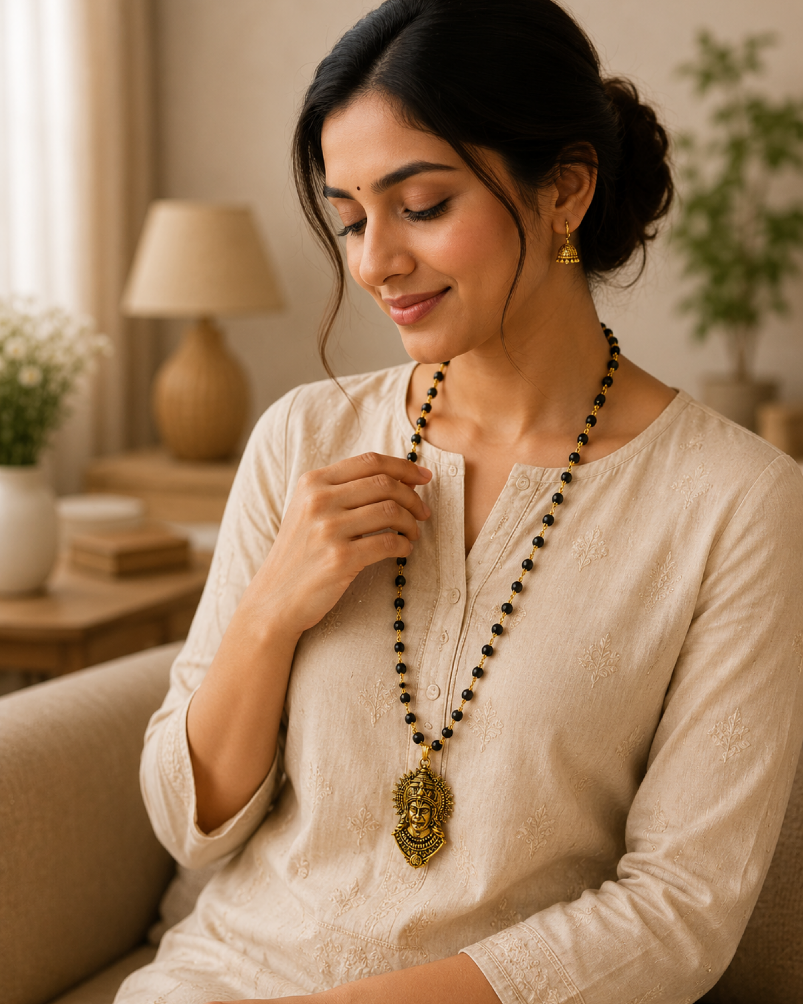 Gold plated Veer hanuman Karungali Shakti Mala
