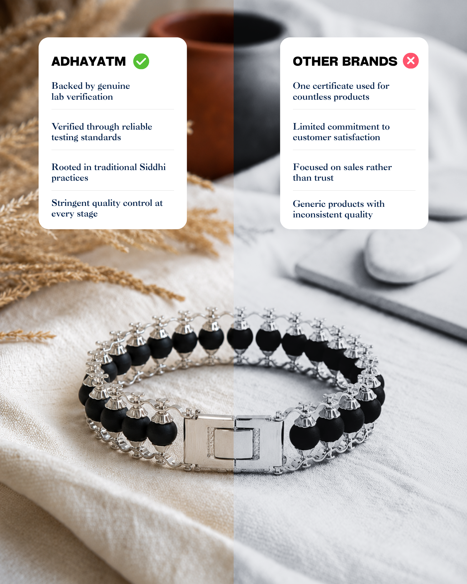 Silver Plated Karungali Modern Bracelet