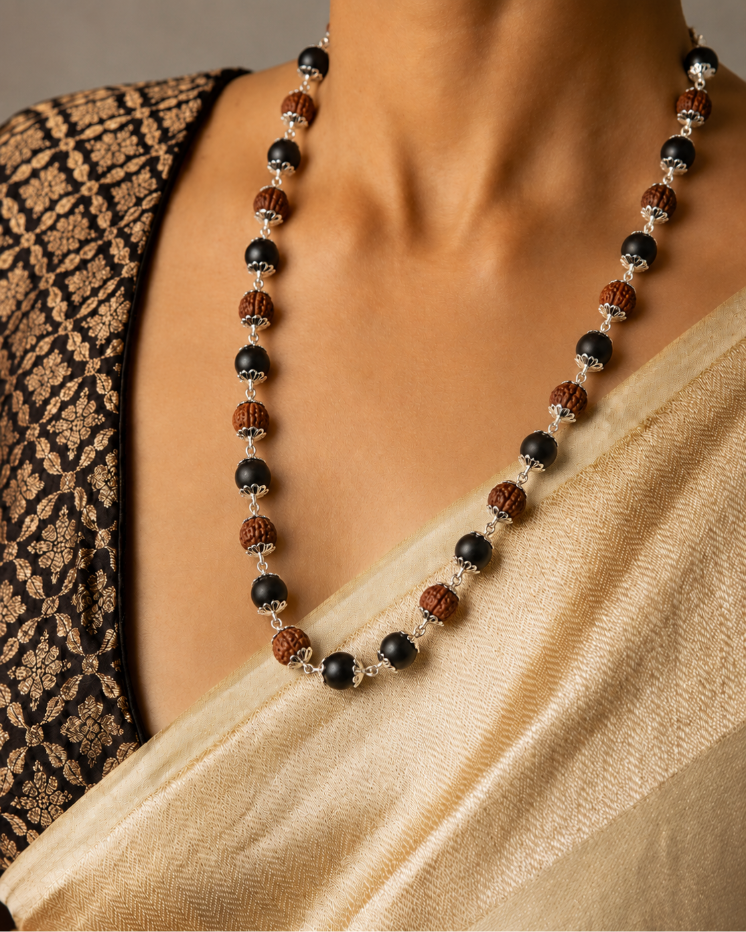 Silver Plated Rudraksh Karungali Mala