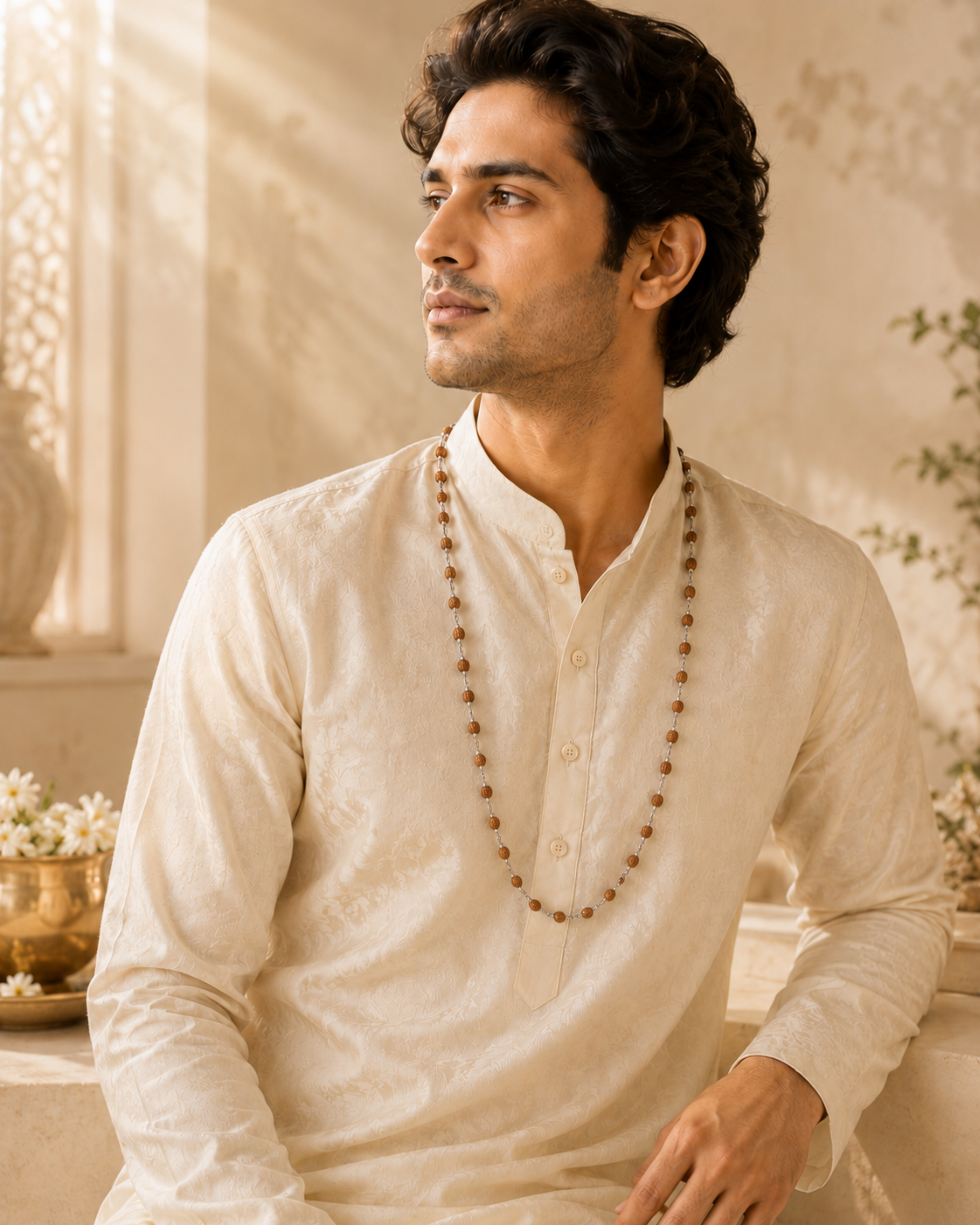 Silver Plated Elegant Rudraksh Mala