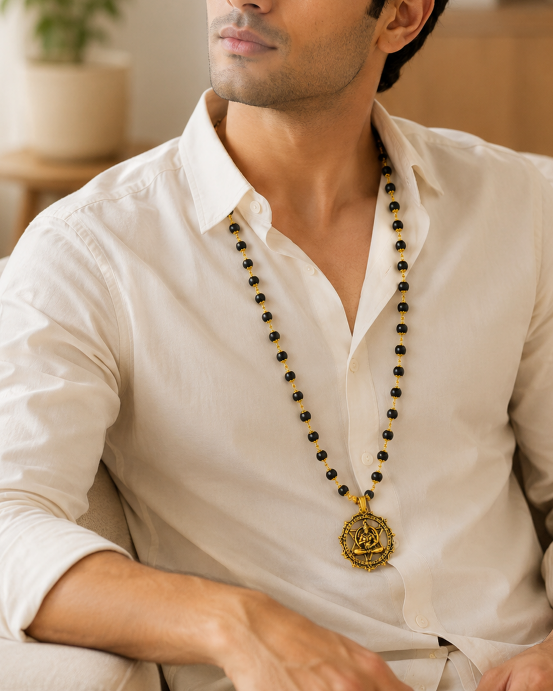 Gold Plated Bajrang Protection Karungali Mala