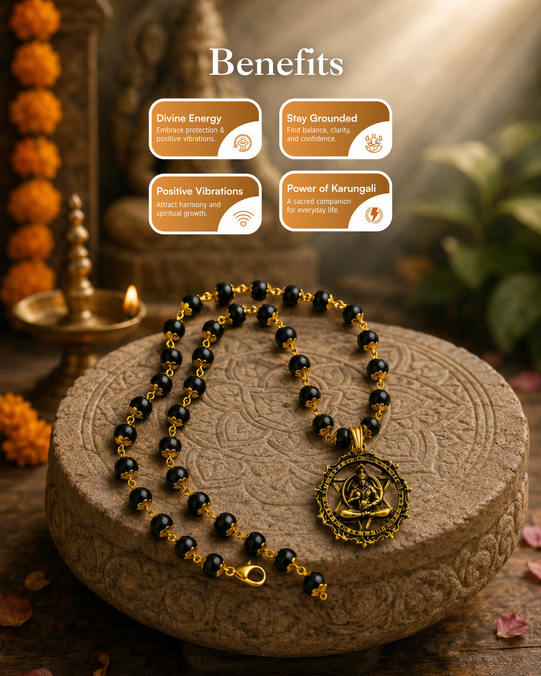 Gold Plated Bajrang Protection Karungali Mala