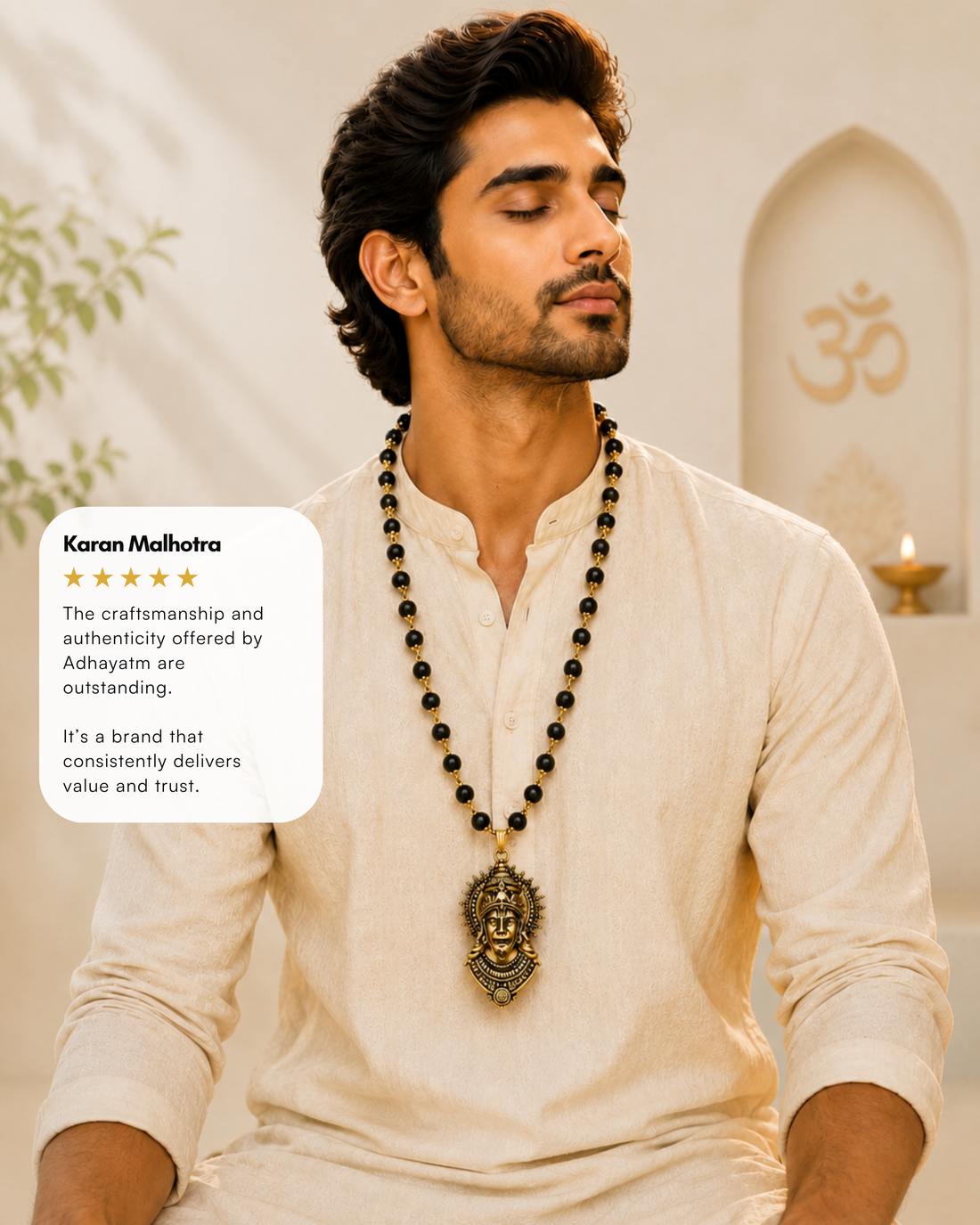 Gold plated Veer hanuman Karungali Shakti Mala