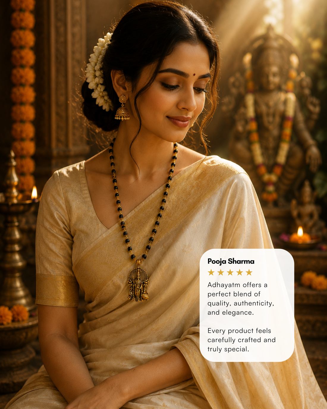 Gold Plated Karungali Mala with Lord Murgan