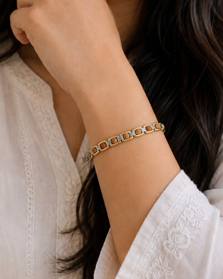 Gold Plated Dual Tone Rudraksh Bracelet