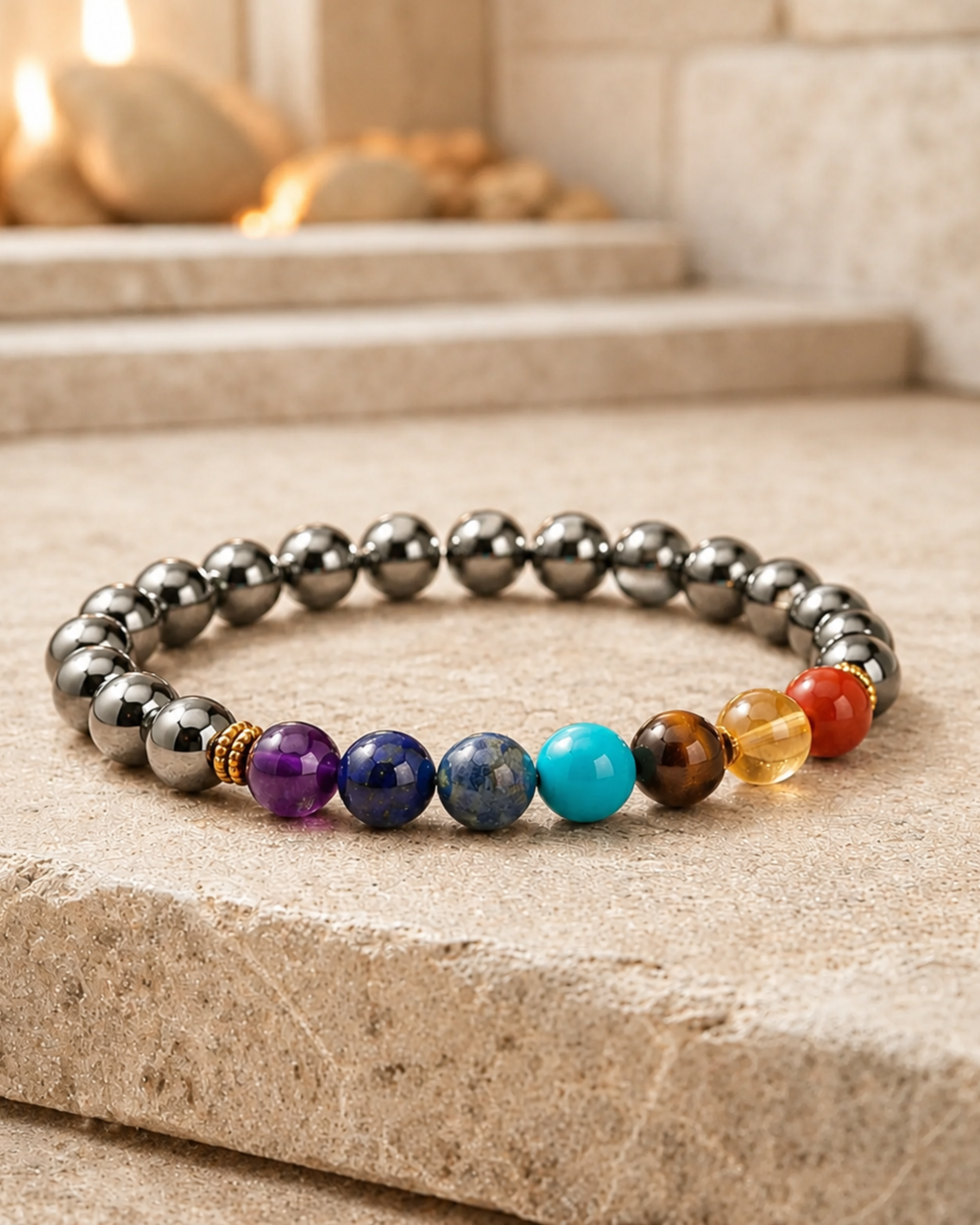 Pyrite Seven Chakra Band