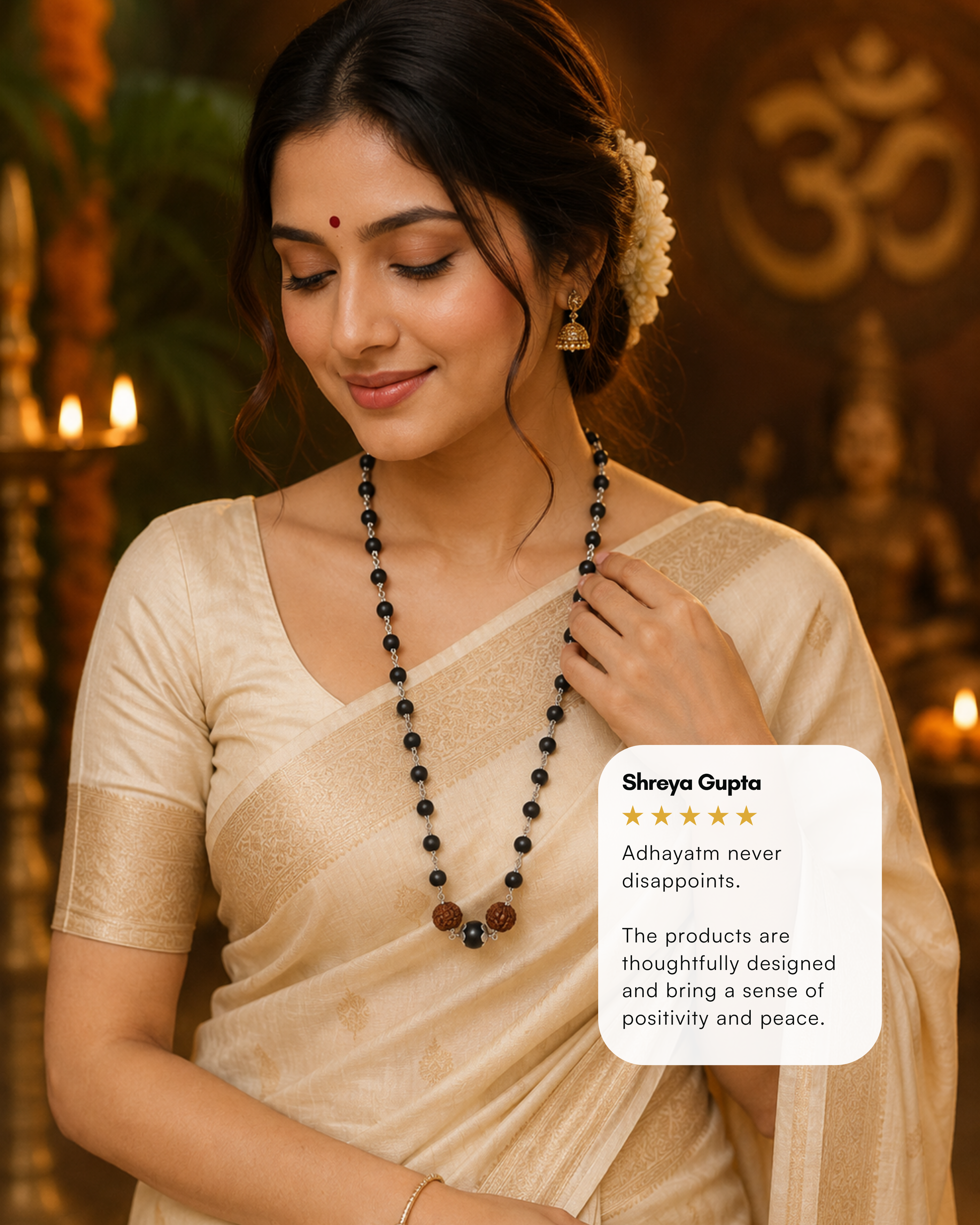 Silver Plated Karungali Trinetra Mala