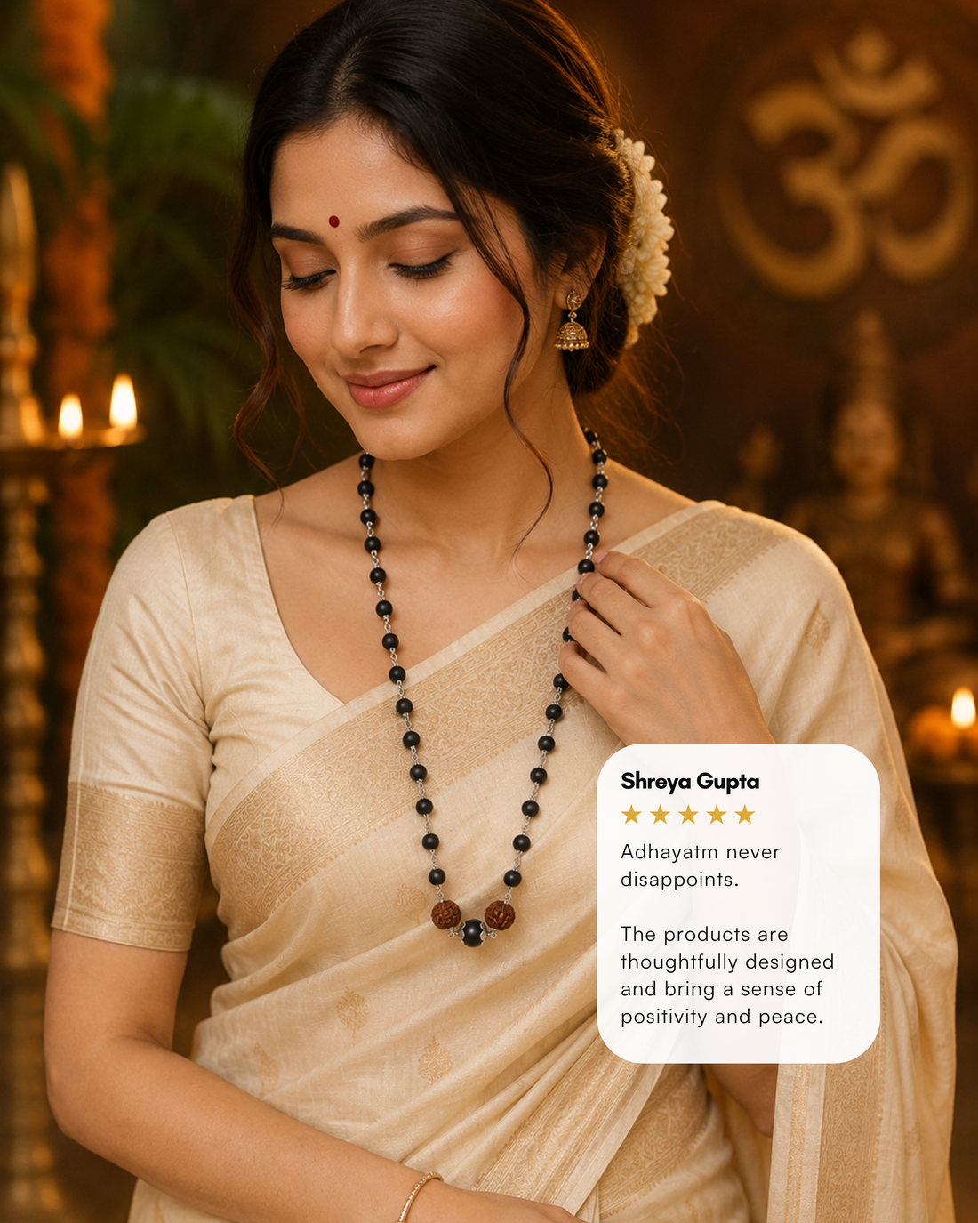 Silver Plated Karungali Trinetra Mala
