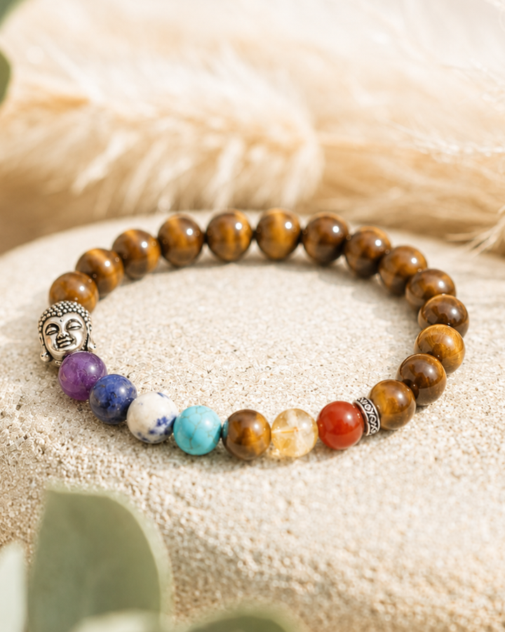 Tiger Eye Seven Chakra Band