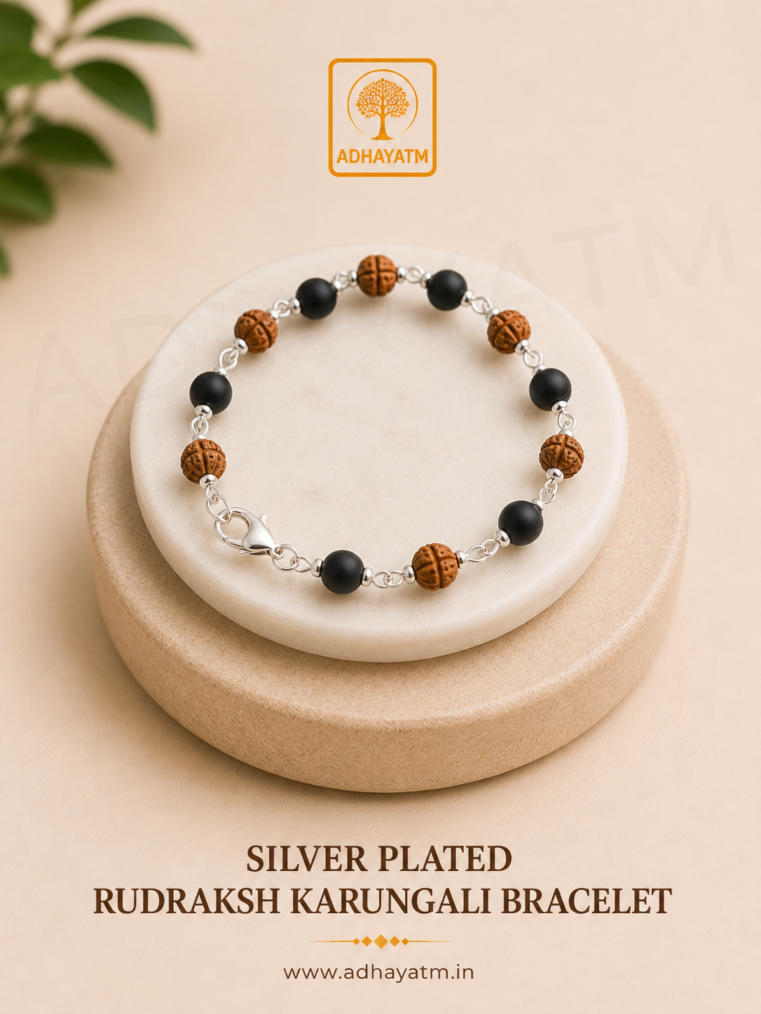 Silver Plated Rudraksh Karungali Bracelet