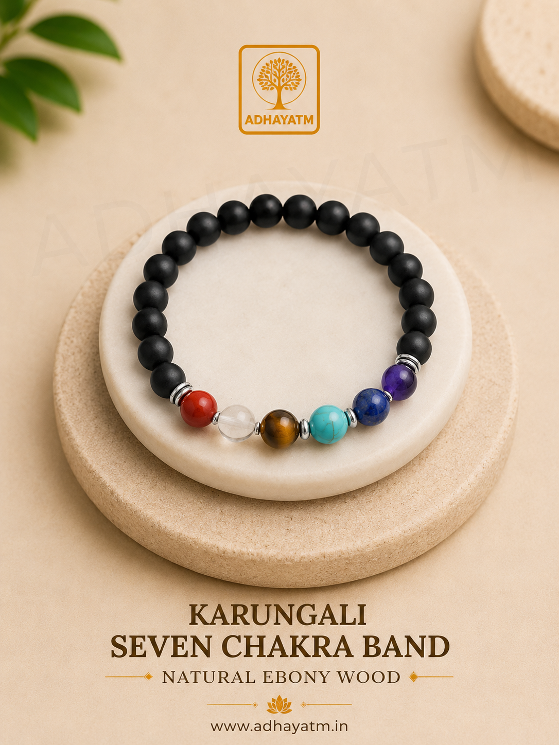 Karungali Seven Chakra Band-Natural Ebony Wood