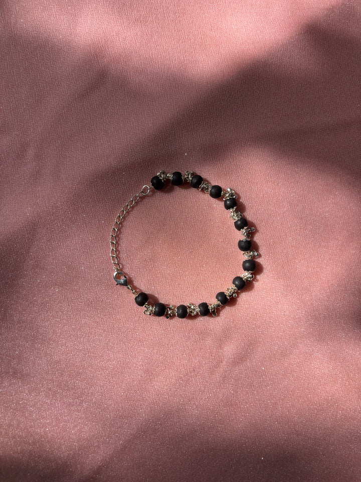 Silver Plated Karungali Beads with Ghungaroo Bracelet For Women