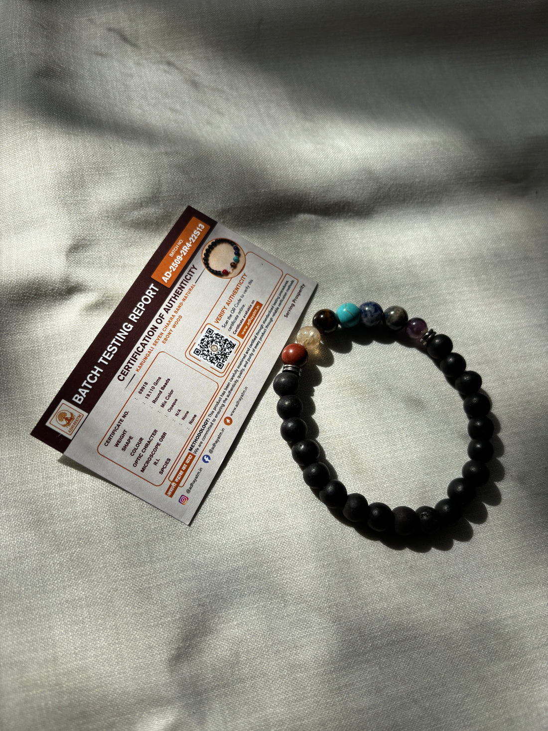 Karungali Seven Chakra Band-Natural Ebony Wood