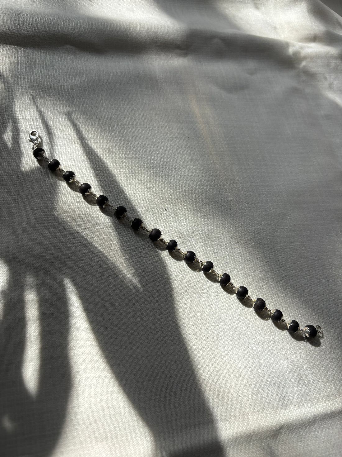 Silver Plated Karungali Beads Bracelet for Men