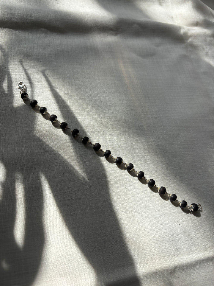 Silver Plated Karungali Beads Bracelet for Men