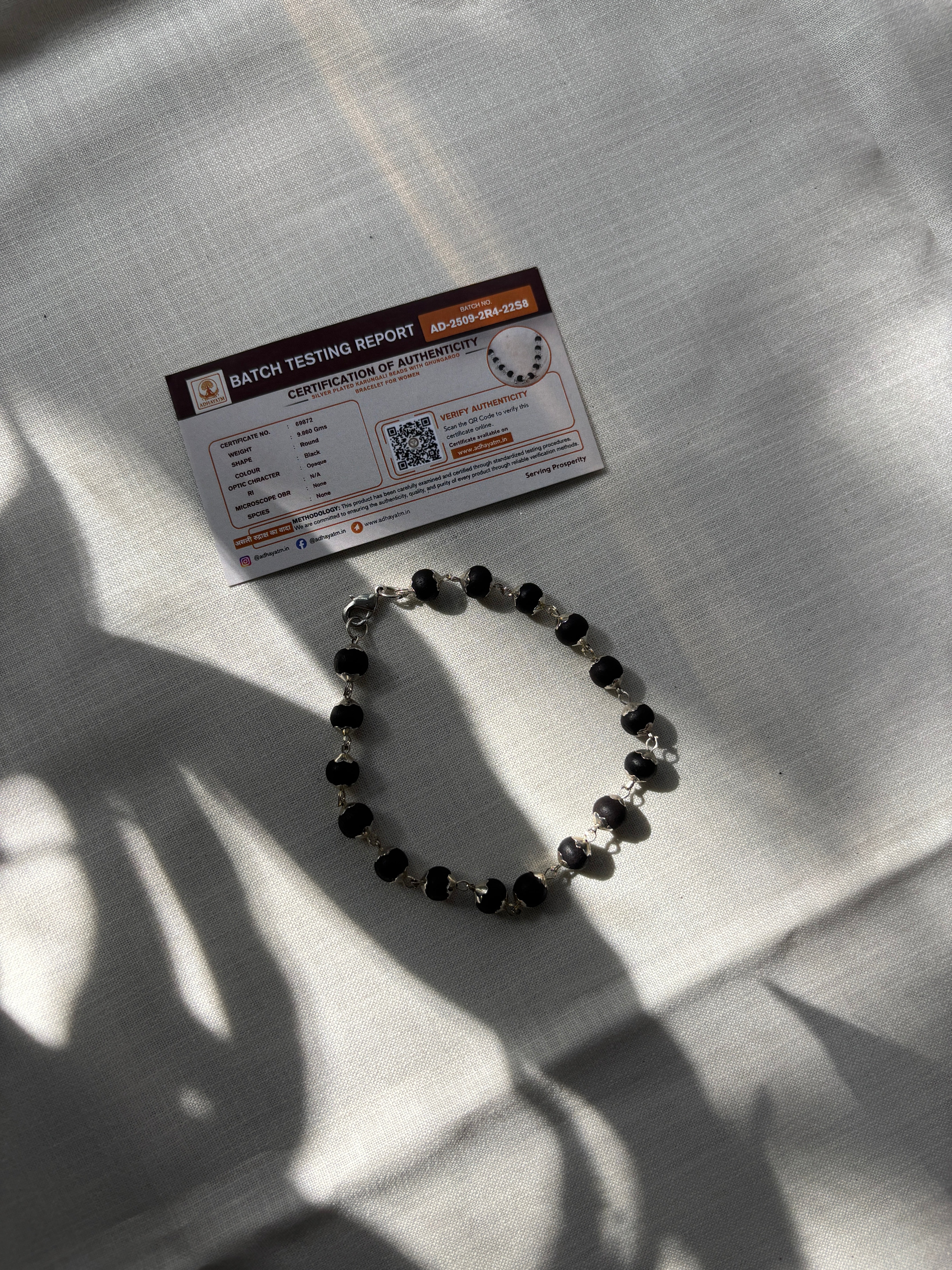 Silver Plated Karungali Beads Bracelet for Men