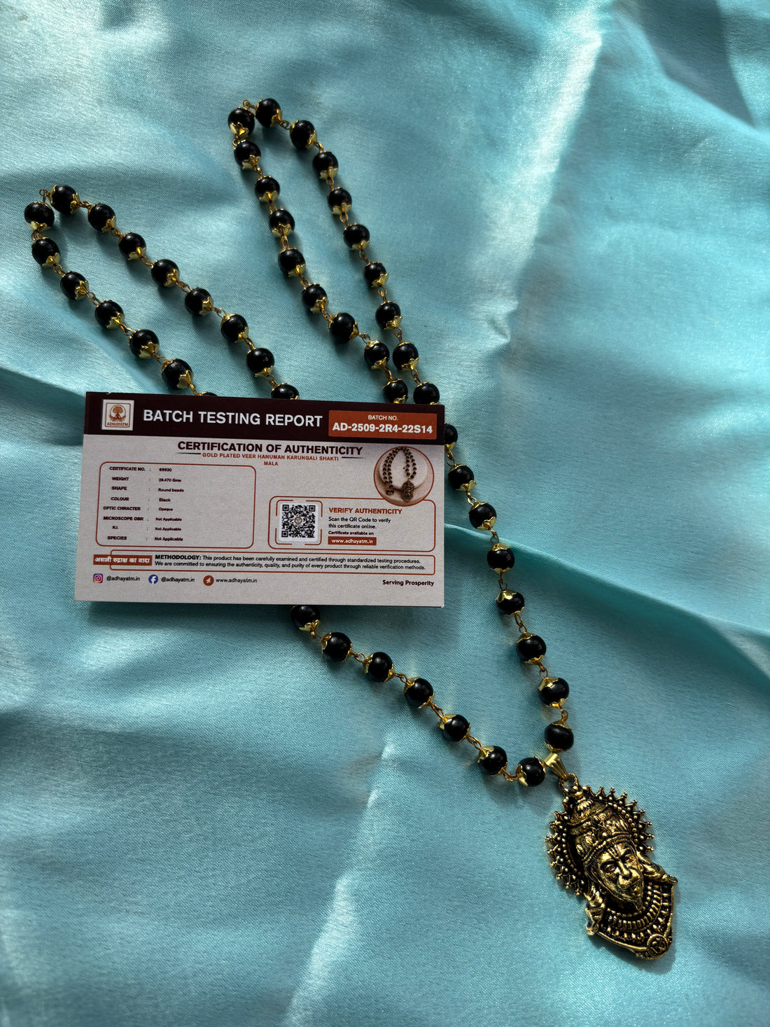 Gold plated Veer hanuman Karungali Shakti Mala