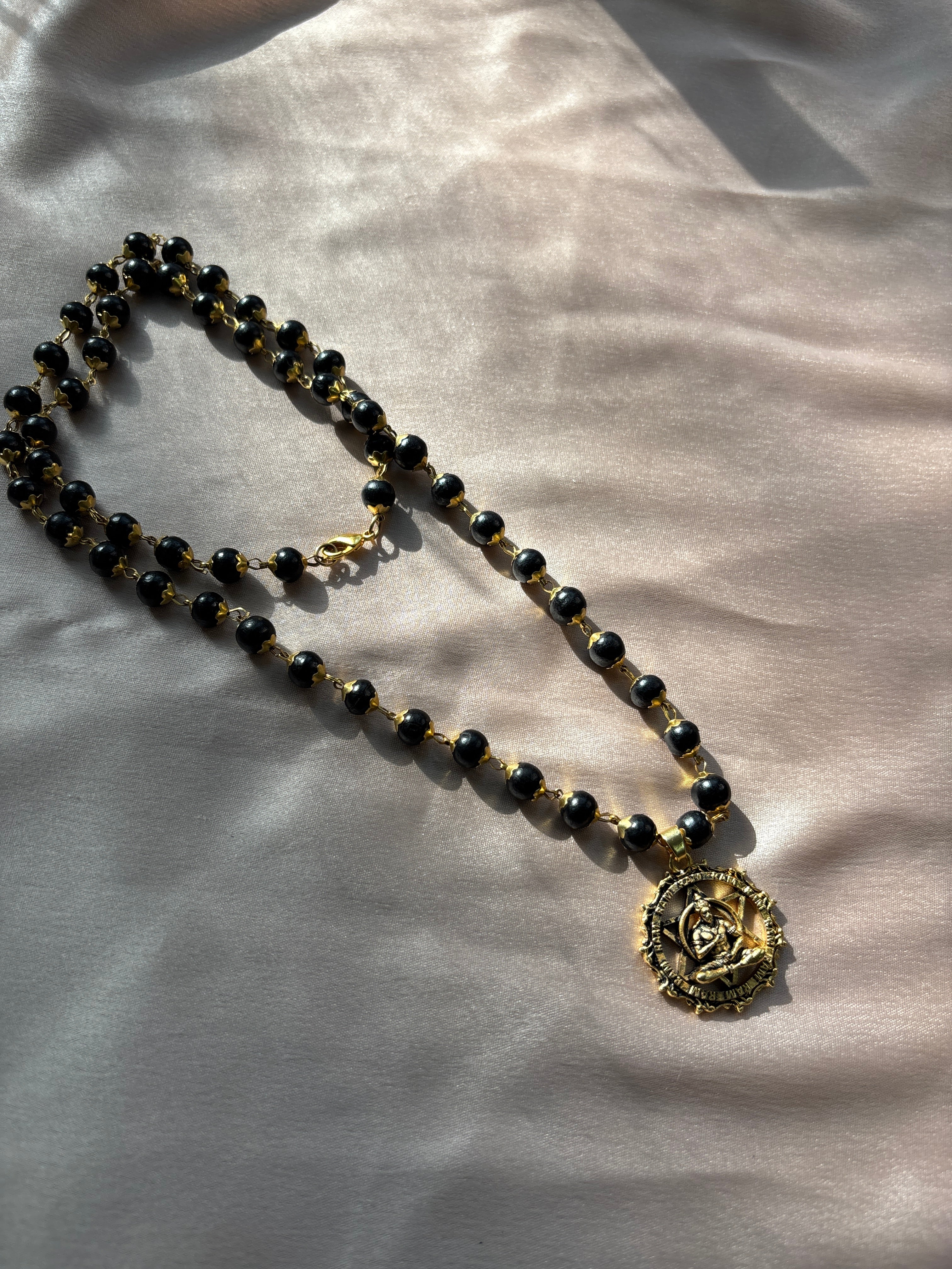 Gold Plated Bajrang Protection Karungali Mala