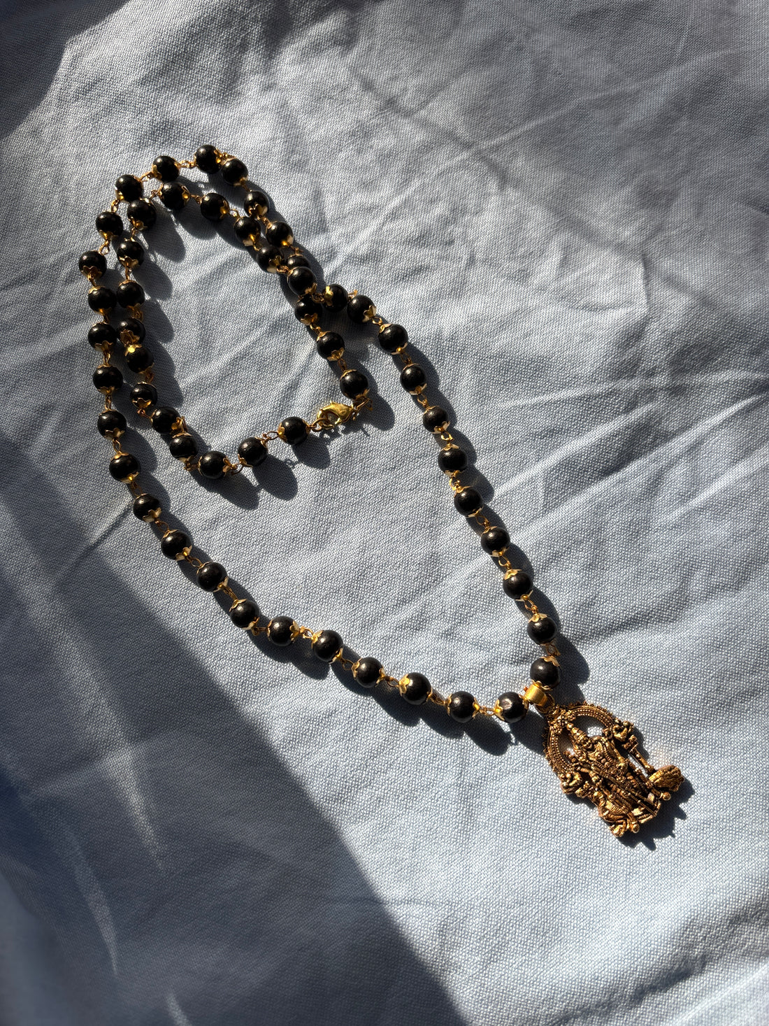 Gold Plated Karungali Mala with Lord Murgan
