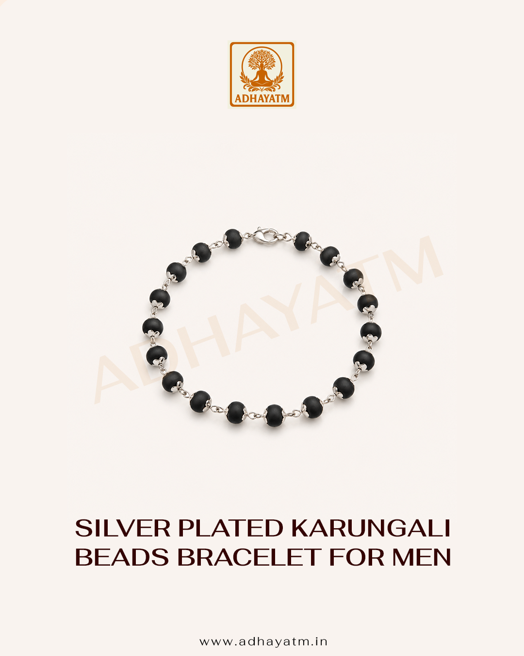 Silver Plated Karungali Beads Bracelet for Men