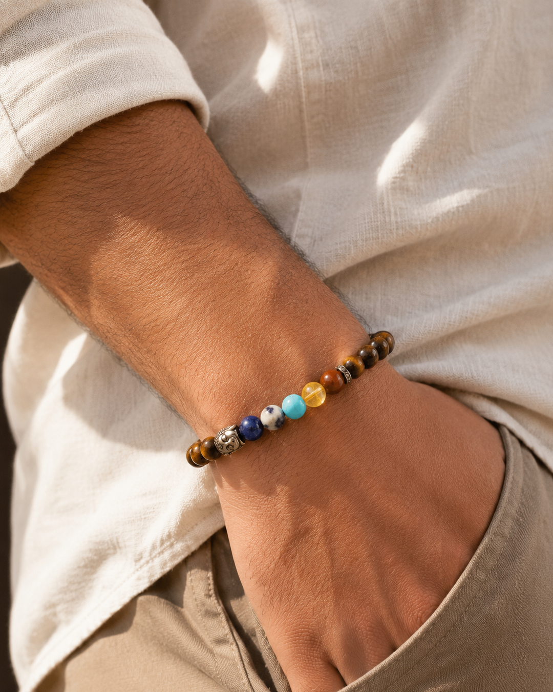Tiger Eye Seven Chakra Band