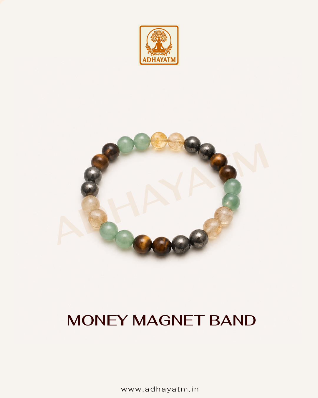 Money Magnet Bracelet -Pyrite,Tiger Eye,Citrine & Aventurine Beads