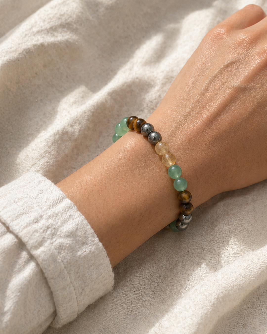 Money Magnet Bracelet -Pyrite,Tiger Eye,Citrine & Aventurine Beads