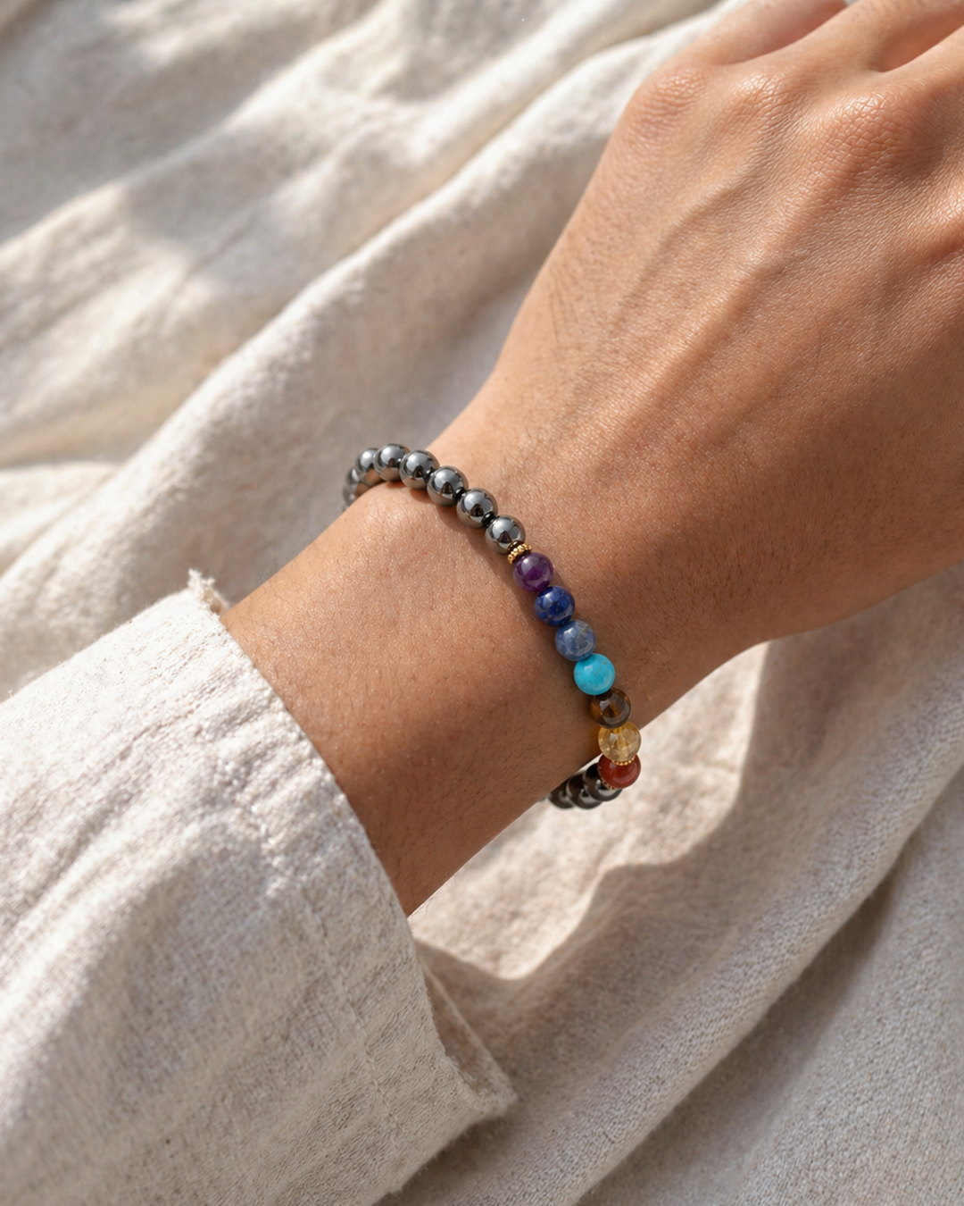Pyrite Seven Chakra Band