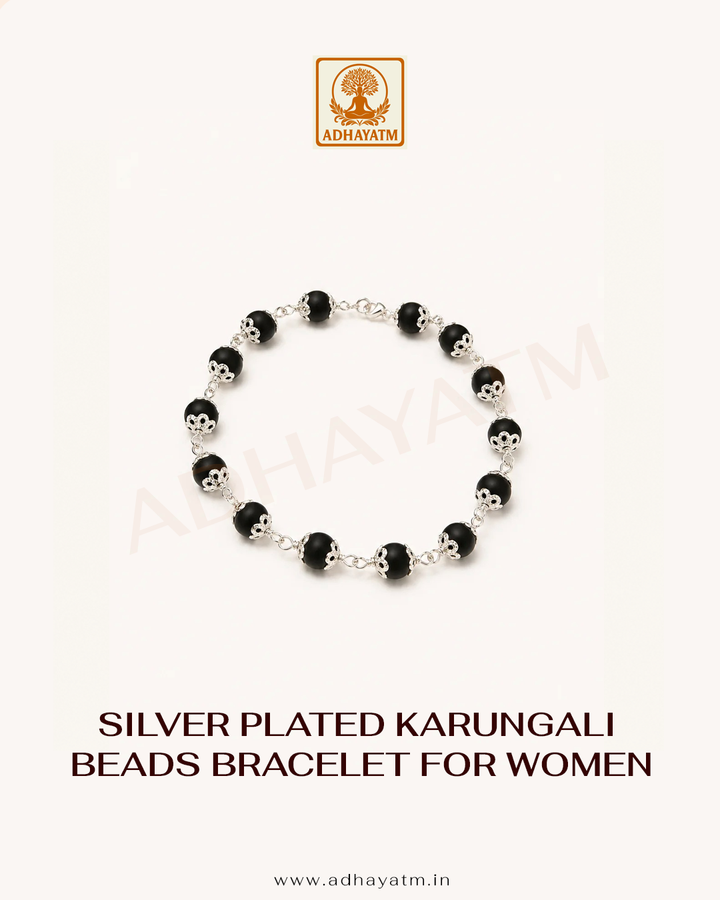Silver Plated Karungali Beads Bracelet for Women